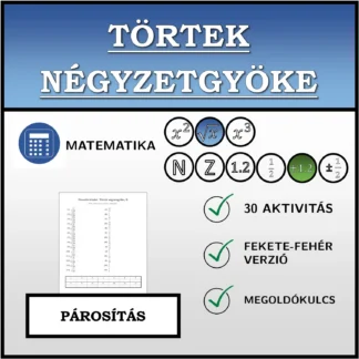 Párosító feladat: Törtek négyzetgyöke