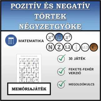 Memóriajáték: Pozitív és negatív törtek négyzetgyöke