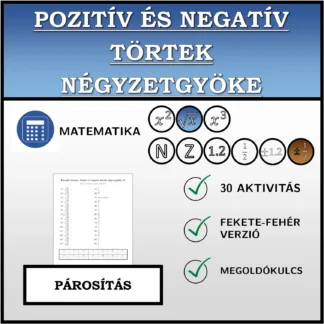 Párosító feladat: Pozitív és negatív törtek négyzetgyöke