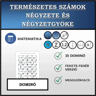 Dominó: Természetes számok négyzete és négyzetgyöke