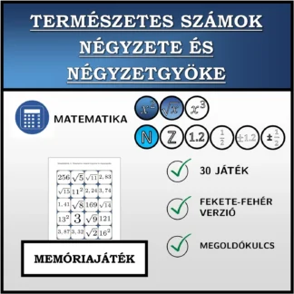 Memóriajáték: Természetes számok négyzete és négyzetgyöke