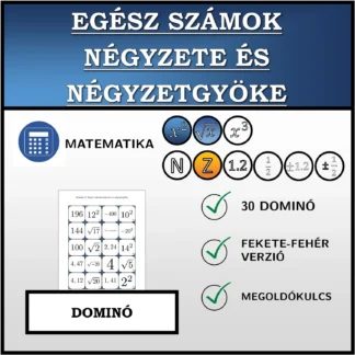 Dominó: Egész számok négyzete és négyzetgyöke