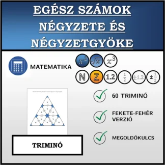 Triminó: Egész számok négyzete és négyzetgyöke