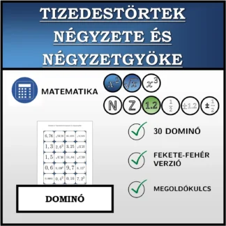 Dominó: Tizedestörtek négyzete és négyzetgyöke