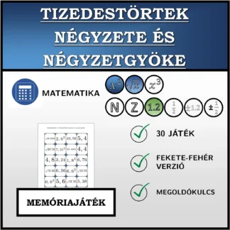 Memóriajáték: Tizedestörtek négyzete és négyzetgyöke