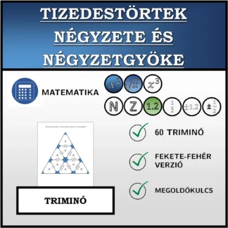 Triminó: Tizedestörtek négyzete és négyzetgyöke